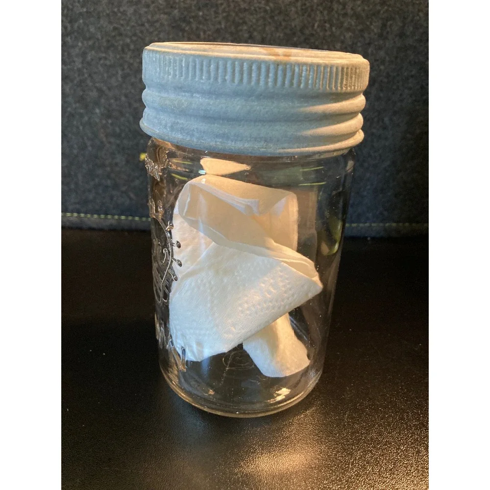 Vintage Crown Mason Jar Made in Canada Clear Glass with Zinc Lid and Insert 1932